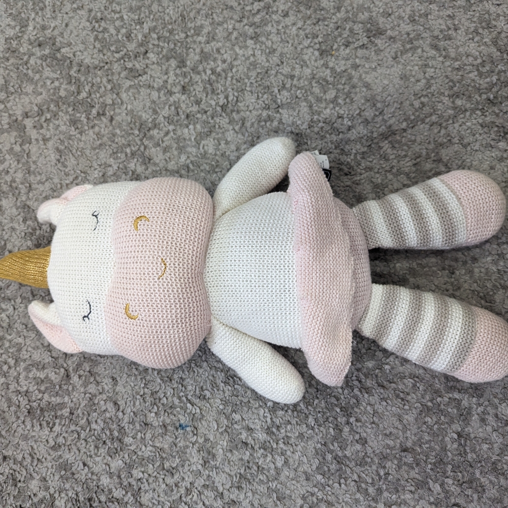 Kenzie Unicorn Pink and White Knit Unicorn Plush Toy